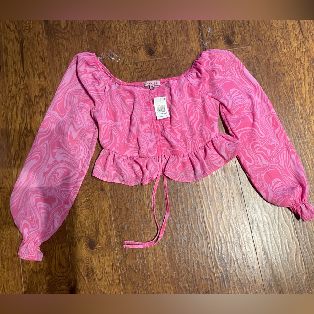 Pink retro long-sleeve top